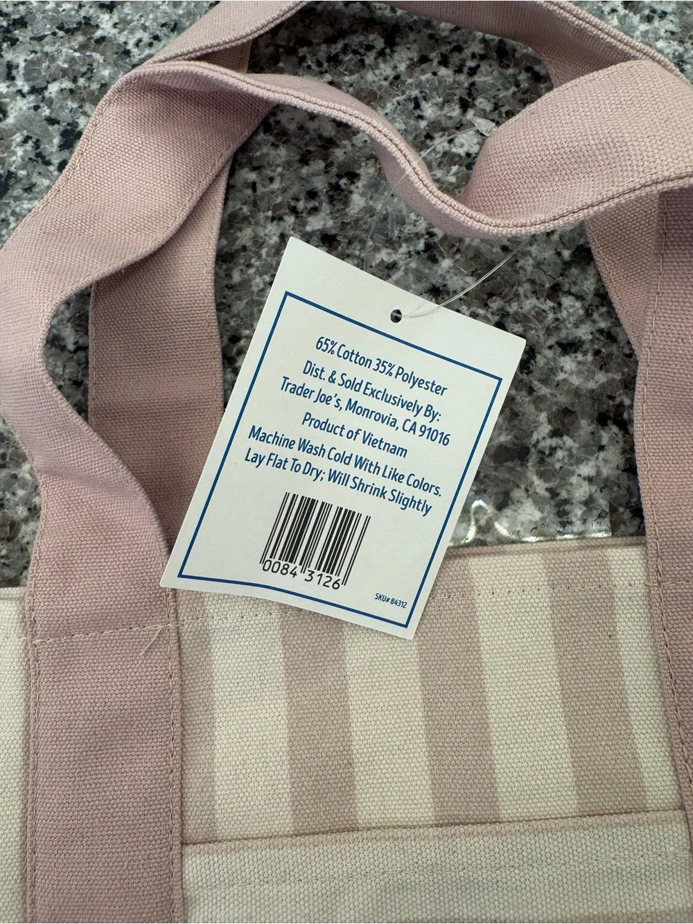 Trader Joe's Pink Stripe Canvas Tote